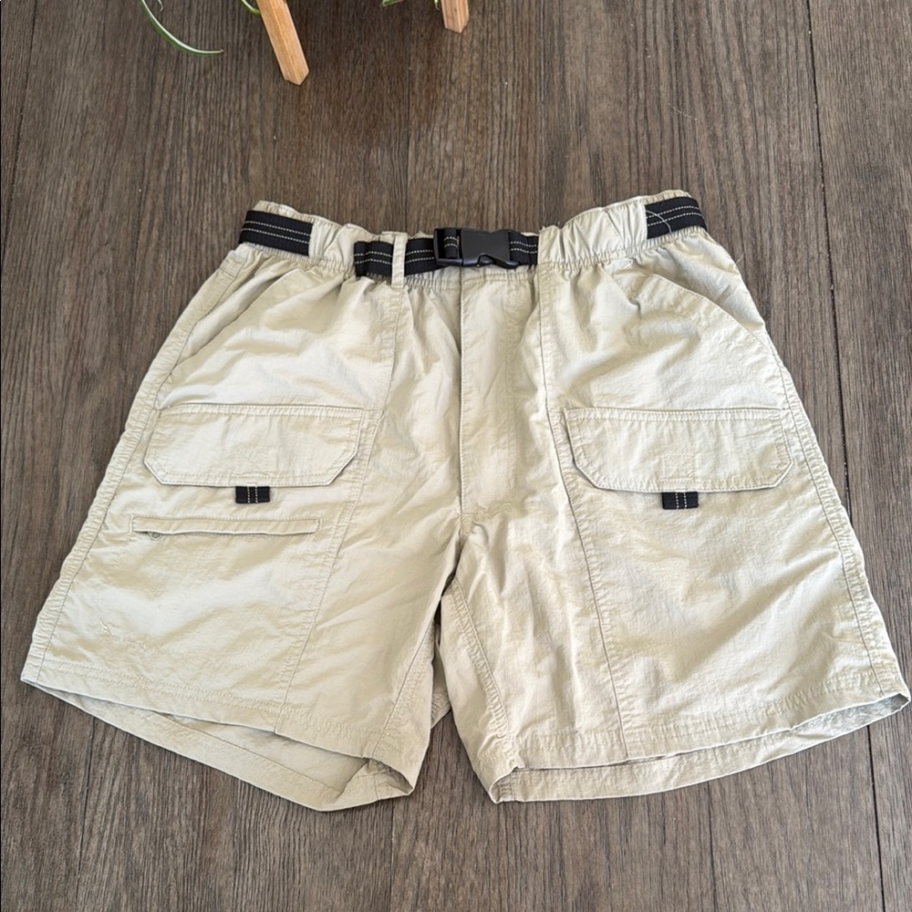 Tan Cargo Shorts with Adjustable Waistband